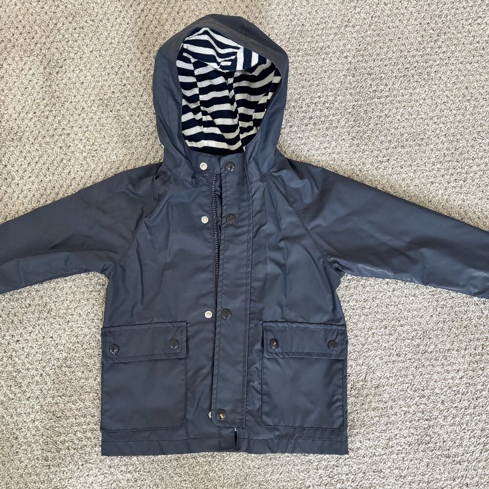 Gap Kids Unisex Navy Lined Hooded Rain Jacket 3T